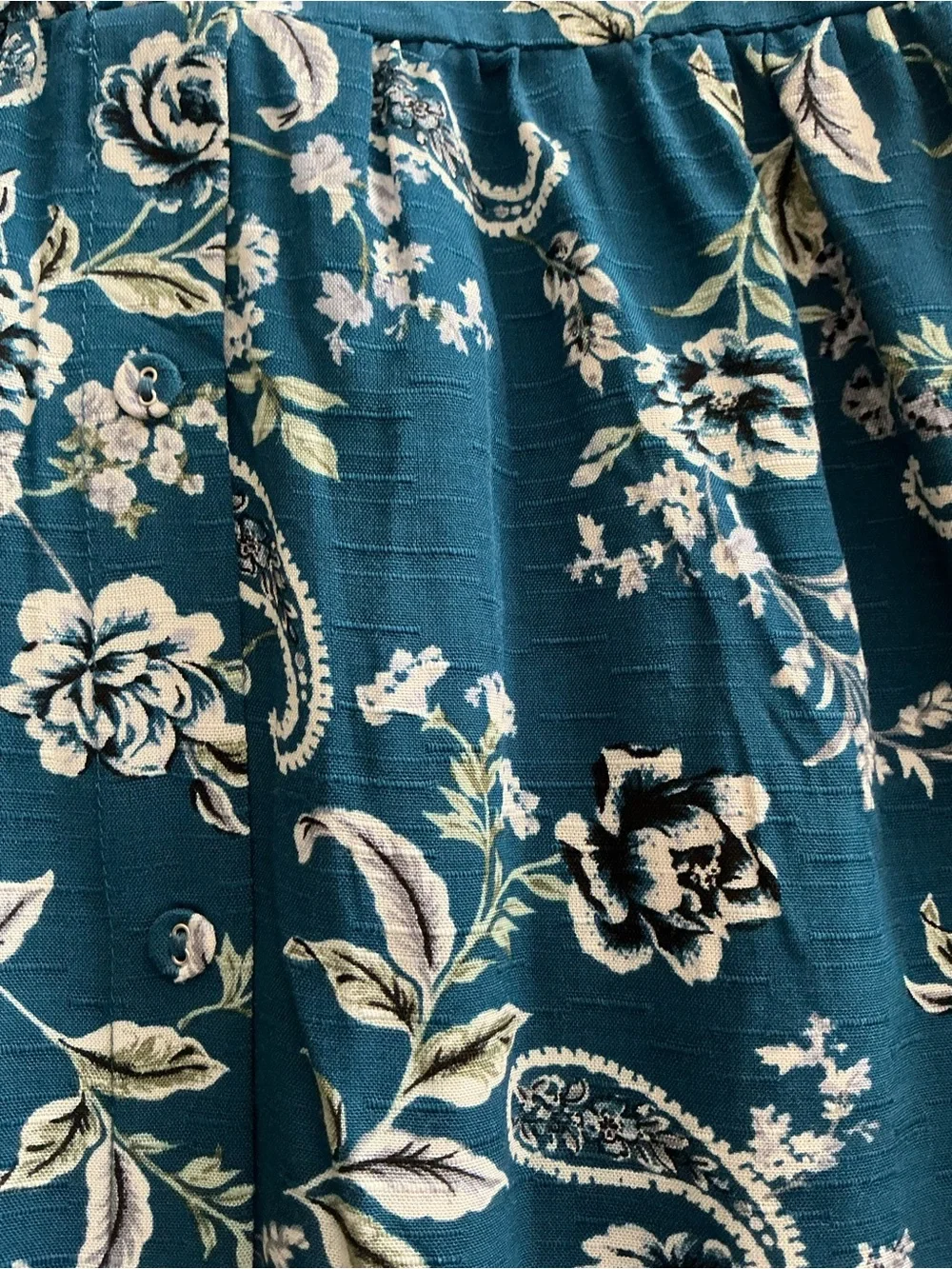 Kohl's Teal Floral Tiered Midi Skirt